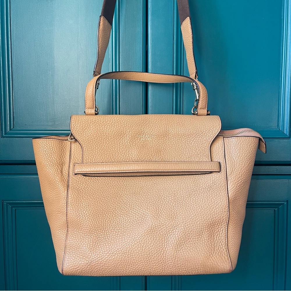 Henri Bendel Tan Leather Tote Crossbody Bag – Pebbled Designer Shoulder Bag